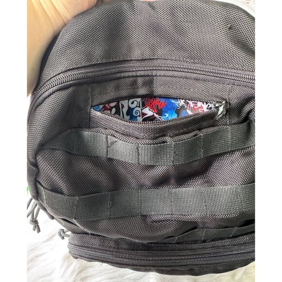 Steve Madden Desert Storm Black Canvas Backpack with Graffiti Interior - Picture 6 of 12